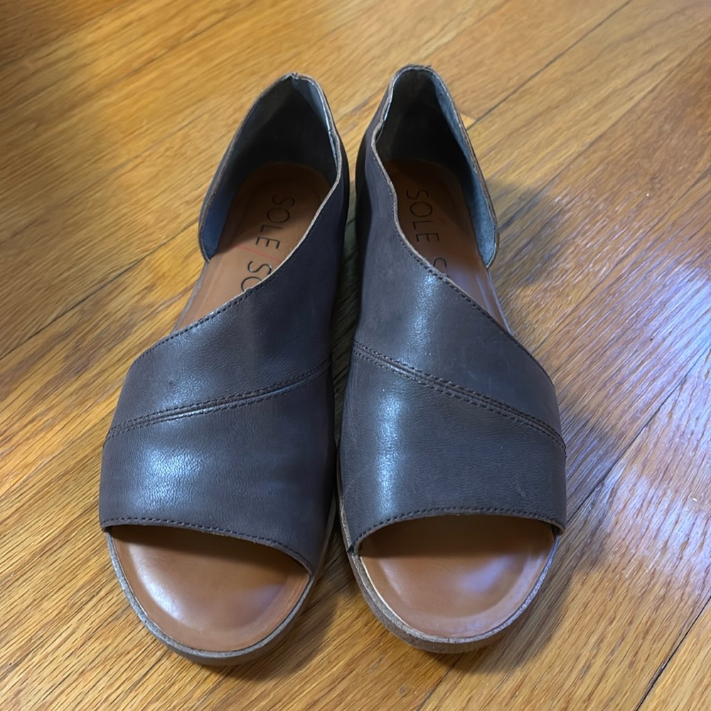Sole society brown asymmetrical sandals. 7.5/38